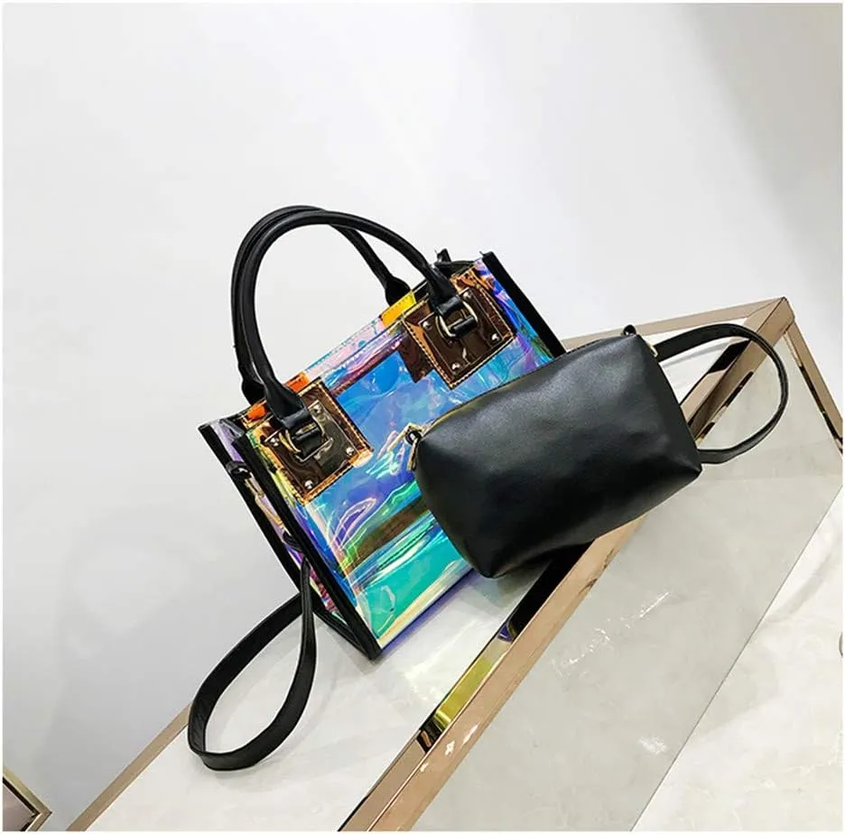 Women Transparent Shoulder Crossbody Bag, 2 in 1 Designer Fashion Handbag Purse