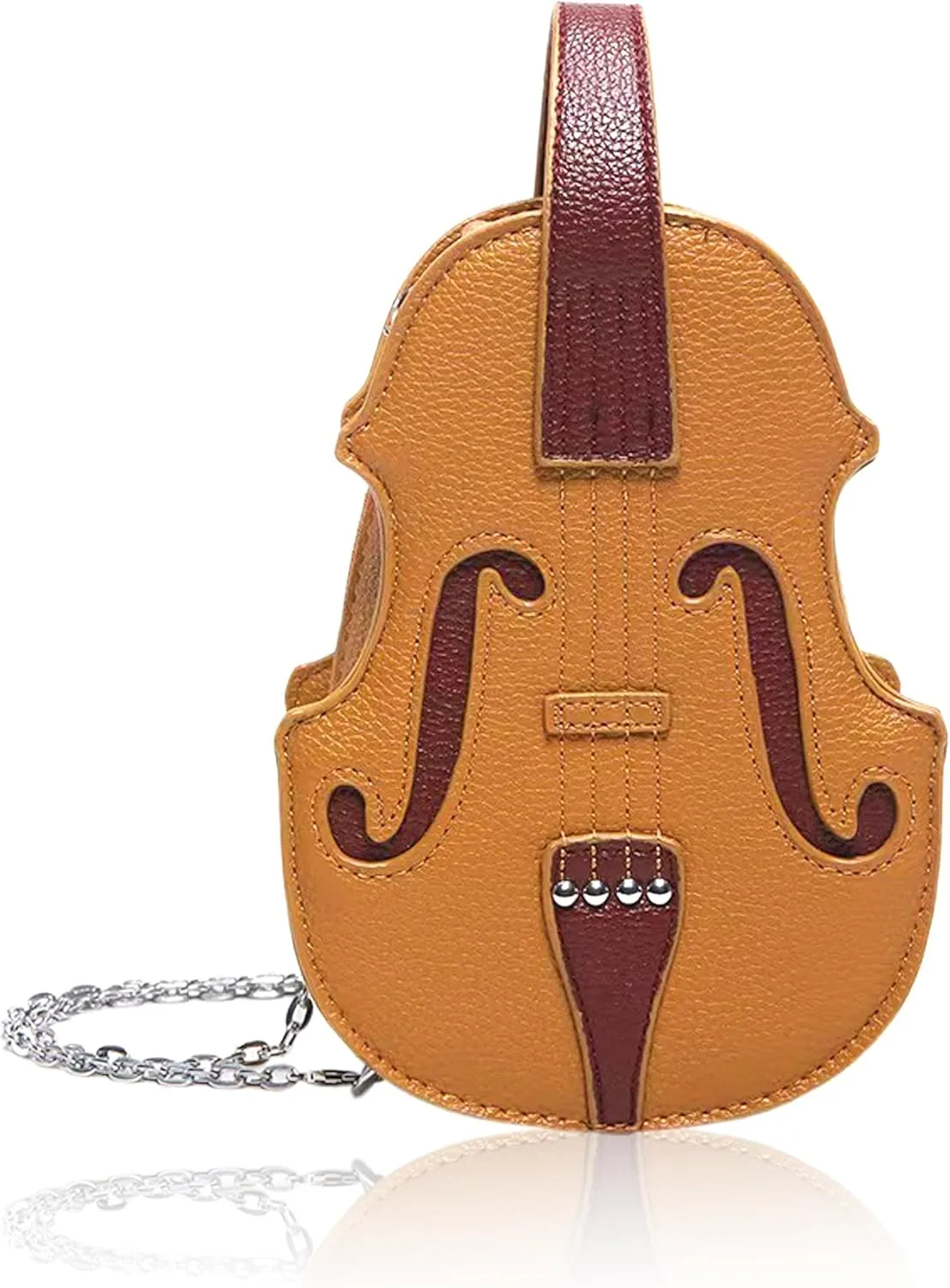 Women Violin Shaped Crossbody Shoulder Bag with Trendy Chain Strap PU Leather Music Purse Handbag Violin Lover Gifts