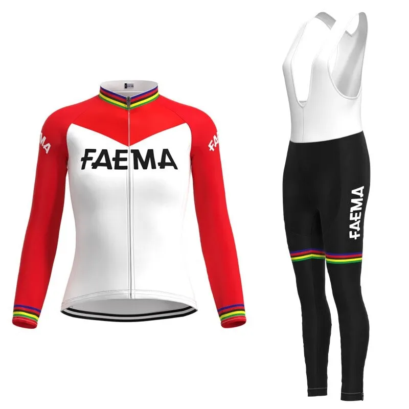 Women's 1969 Faema Retro Cycling Jersey Long Set (with Winter Fleece)