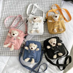 Women's Artistic Bear Canvas Fashion Mobile Simple Shoulder Bags