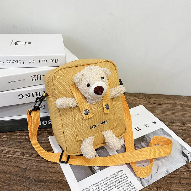 Women's Artistic Bear Canvas Fashion Mobile Simple Shoulder Bags