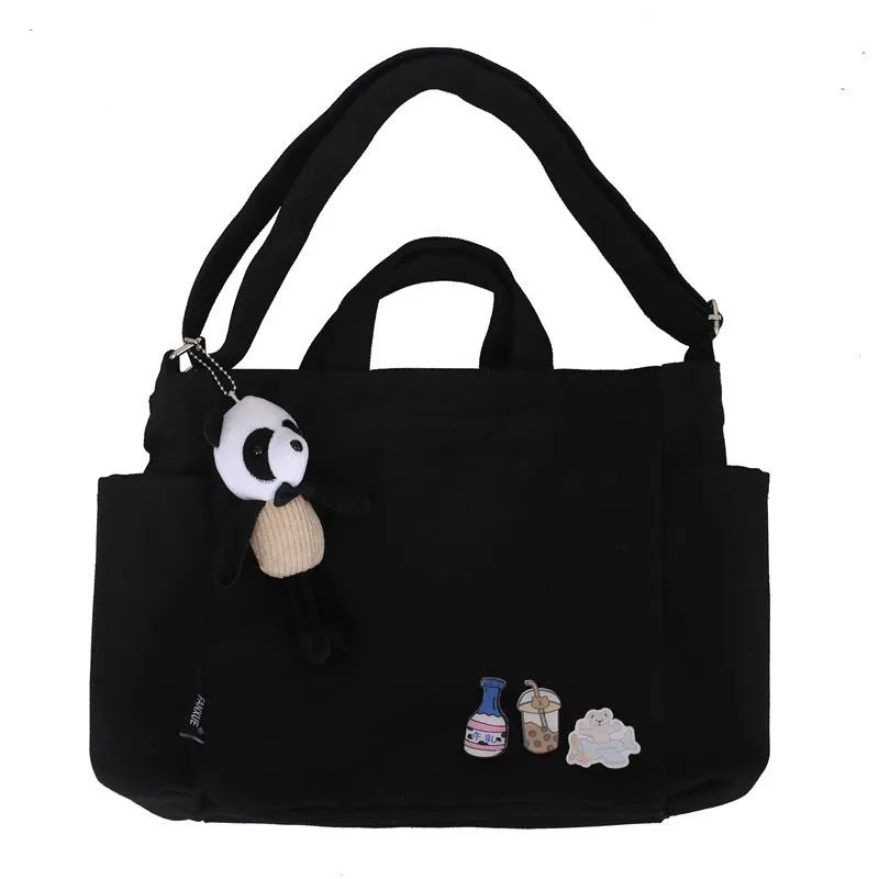 Women's Canvas Korean Style Large Capacity Thick Crossbody Bags