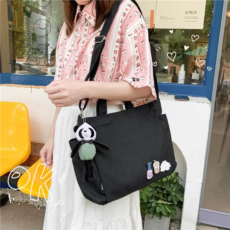 Women's Canvas Korean Style Large Capacity Thick Crossbody Bags
