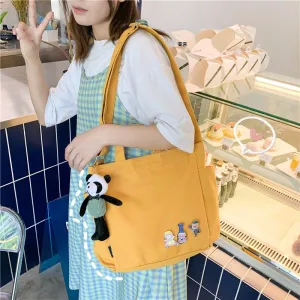 Women's Canvas Korean Style Large Capacity Thick Crossbody Bags
