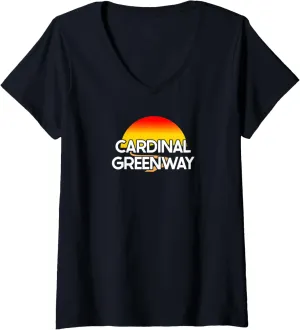 Womens Cardinal Greenway USA Rail Trail Biking V-Neck T-Shirt