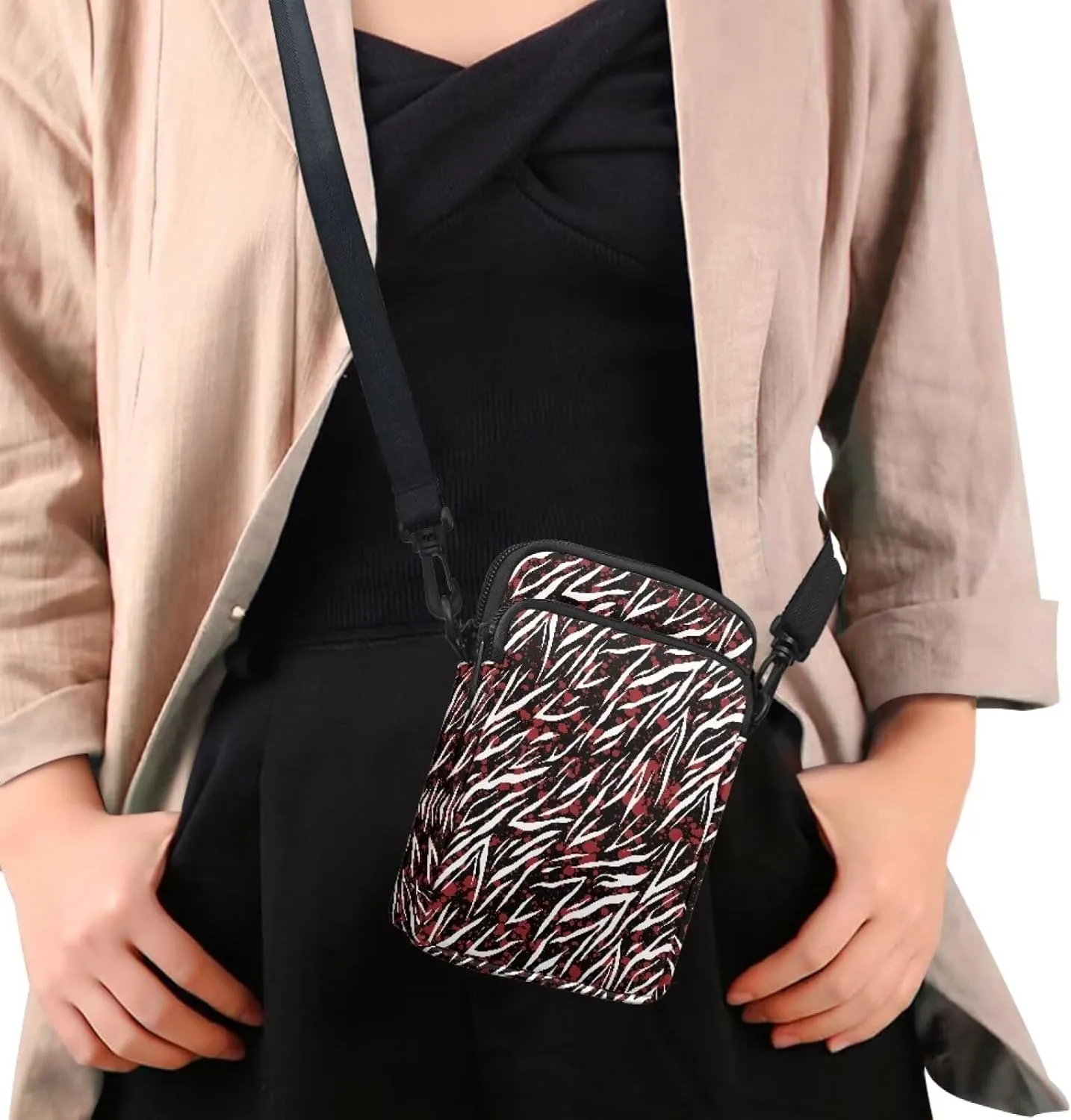 Women's Casual One Shoulder Handbag with Adjustable Strap Double Layered Zipper Snap Ring Fashion Bag