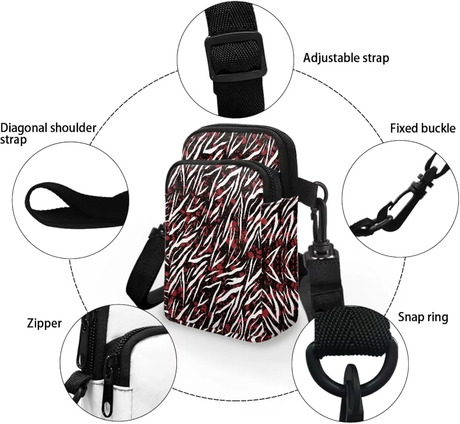 Women's Casual One Shoulder Handbag with Adjustable Strap Double Layered Zipper Snap Ring Fashion Bag