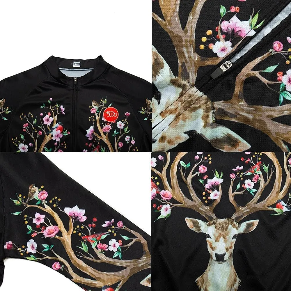 Women's Cycling Jersey Set Bike Shirt Long Sleeve Cycling Clothing Bicycle Bib Pants with Gel Padded