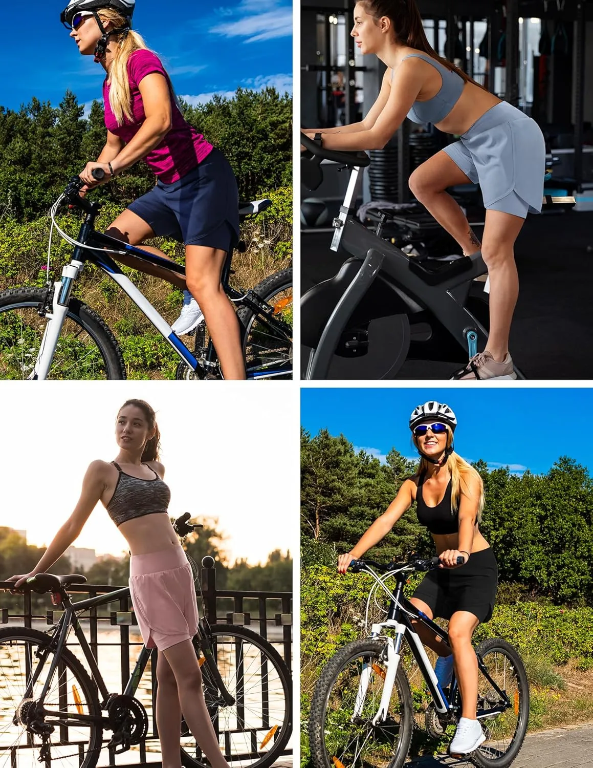 Womens Cycling Shorts Padded Mountain Bike Road Biking Padding Cycle Biker Bicycle Shorts with Zipper Pockets