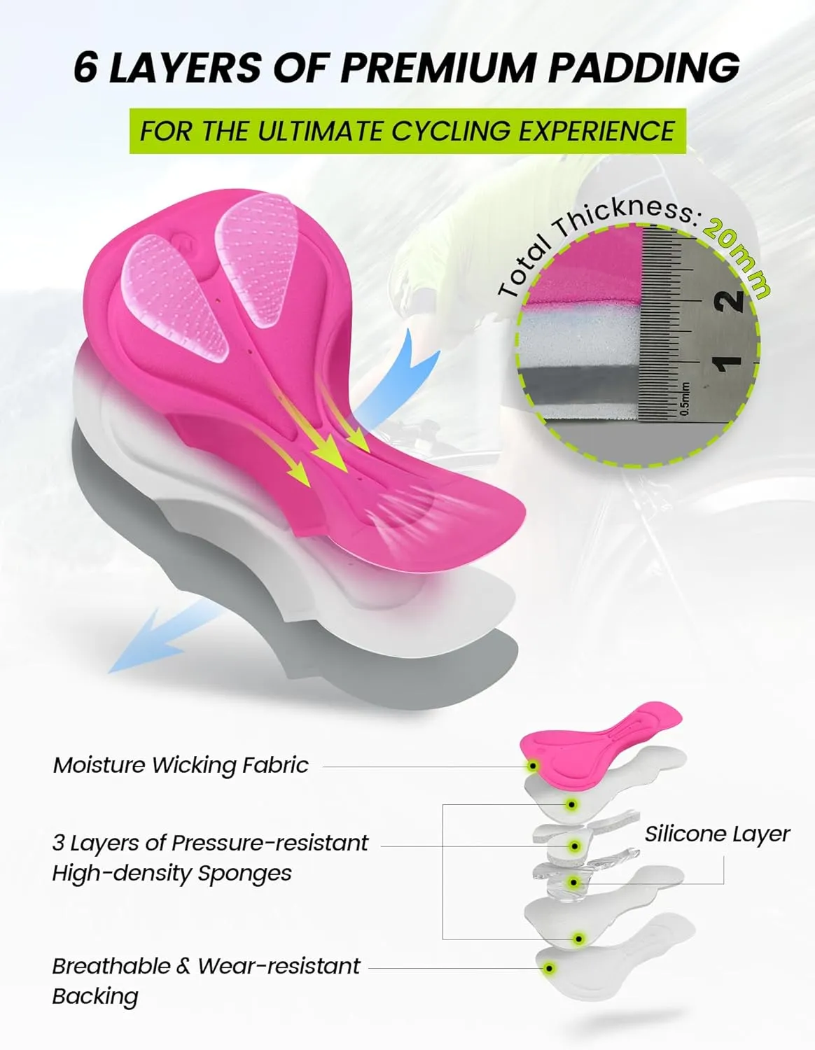 Womens Cycling Shorts Padded Mountain Bike Road Biking Padding Cycle Biker Bicycle Shorts with Zipper Pockets