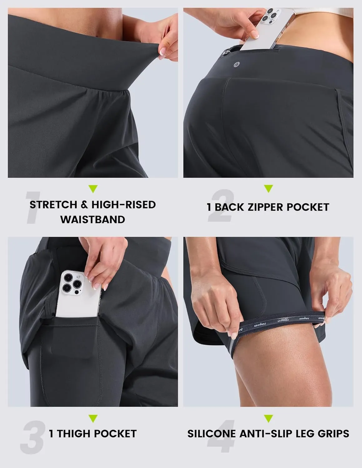 Womens Cycling Shorts Padded Mountain Bike Road Biking Padding Cycle Biker Bicycle Shorts with Zipper Pockets