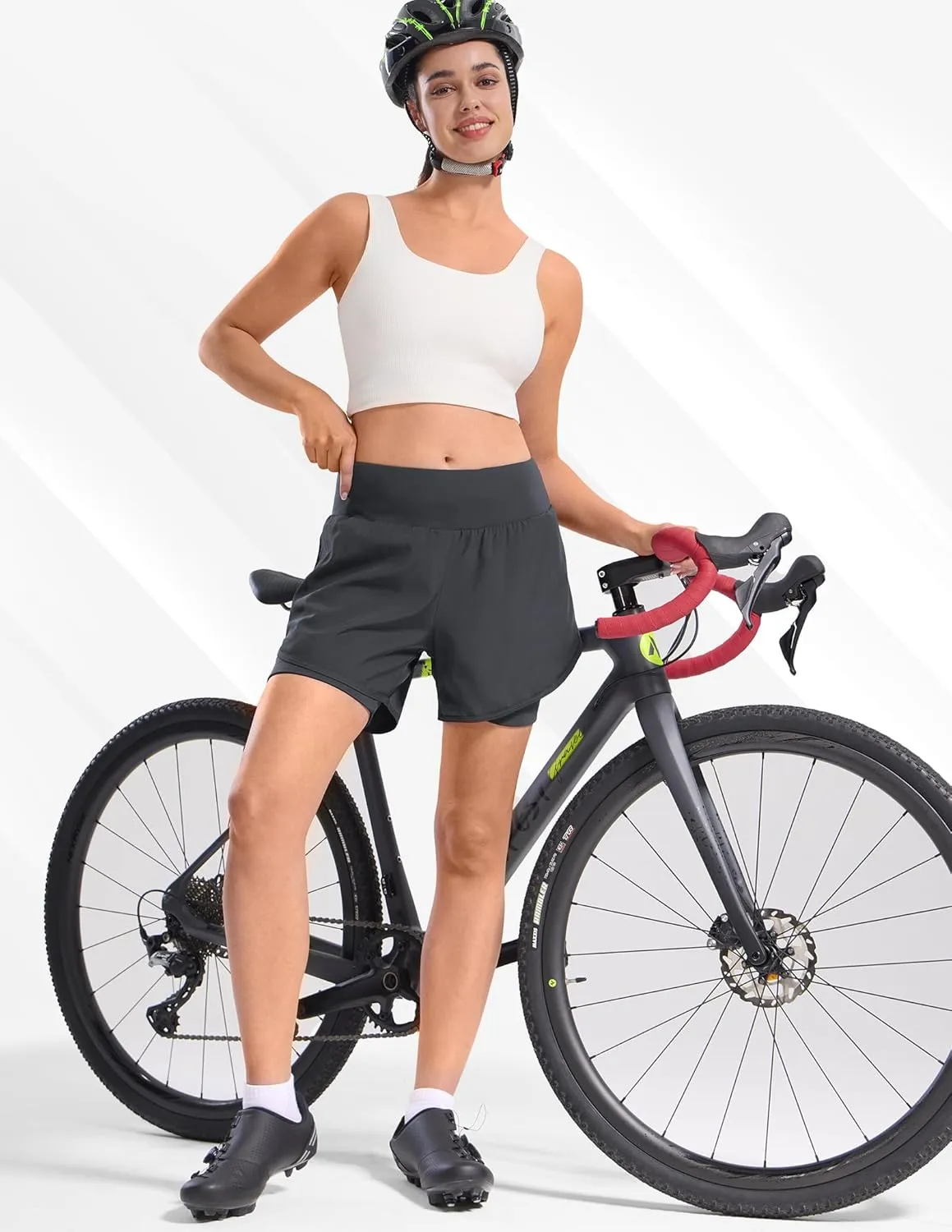 Womens Cycling Shorts Padded Mountain Bike Road Biking Padding Cycle Biker Bicycle Shorts with Zipper Pockets