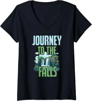 Womens Journey Falls Nature Hiking Waterfall Trail Tee Family Trip V-Neck T-Shirt