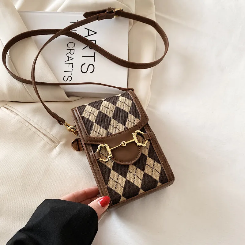 Women's Korean Fashionable Simple Mobile Texture Crossbody Bags