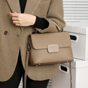 Women's Layer Cowhide Simple Fashion Classic Shell 2 Strap Crossbody Bags