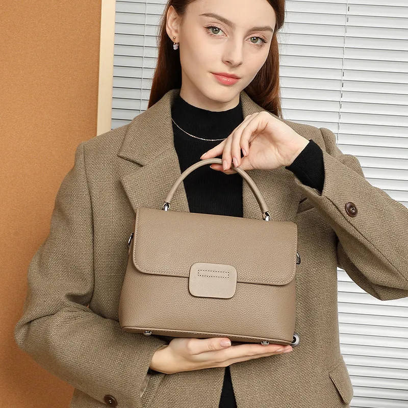 Women's Layer Cowhide Simple Fashion Classic Shell 2 Strap Crossbody Bags