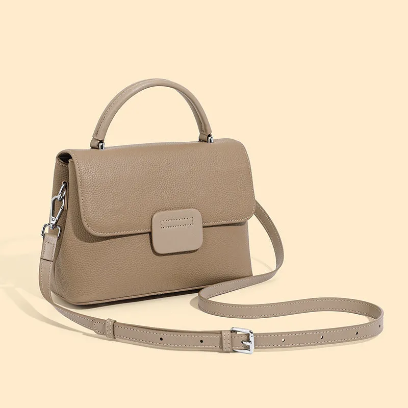 Women's Layer Cowhide Simple Fashion Classic Shell 2 Strap Crossbody Bags