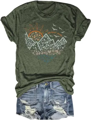 Women's Nature Camping Mountain Hiking Lovers Shirt Adventure Wild Outdoor Graphic Tees Tops
