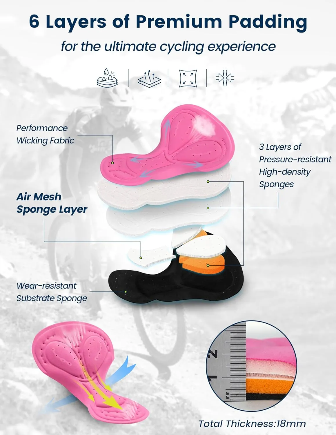 Womens Padded Bike Shorts 4D Padding Cycling Shorts with Zipper Pocket Riding Bicycle Cycle Road Biking Underwear