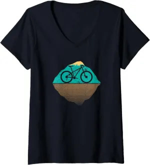Womens Racing Bike With Summit Silhouette For Cyclist - Bicycle V-Neck T-Shirt