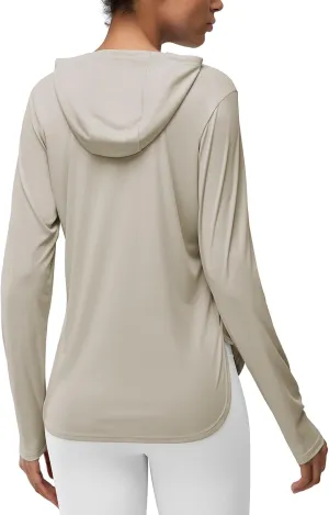Women's Rash Guard Long Sleeve UV Sun Protection Shirts with Kangaroo Pocket Hoodie UPF 50  Lightweight SPF Tops for Hiking