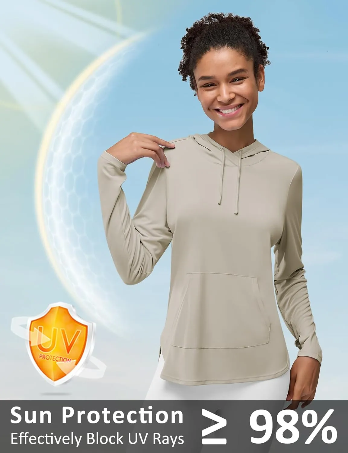 Women's Rash Guard Long Sleeve UV Sun Protection Shirts with Kangaroo Pocket Hoodie UPF 50  Lightweight SPF Tops for Hiking