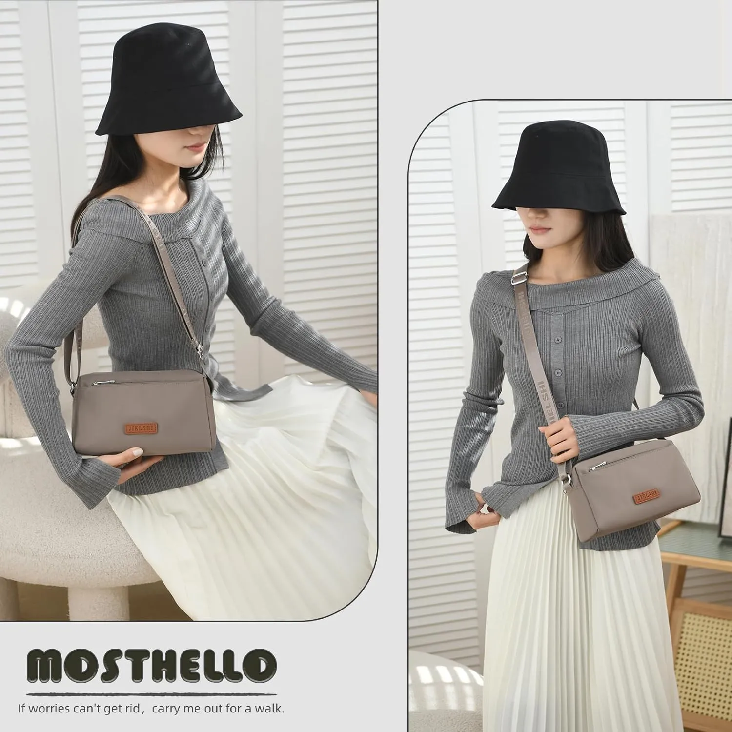 Women's Shoulder Bag, Handbag Simple Casual, Multi-Pocket Shopper Bag, Crossbody Bag Nylon