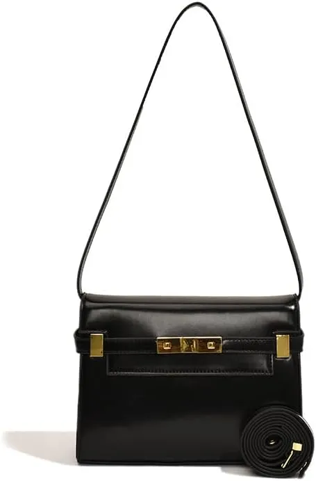Women's Simple Handbags Synthetic Leather Shoulder Bags Adjustable Crossbody Bag Latch Purses