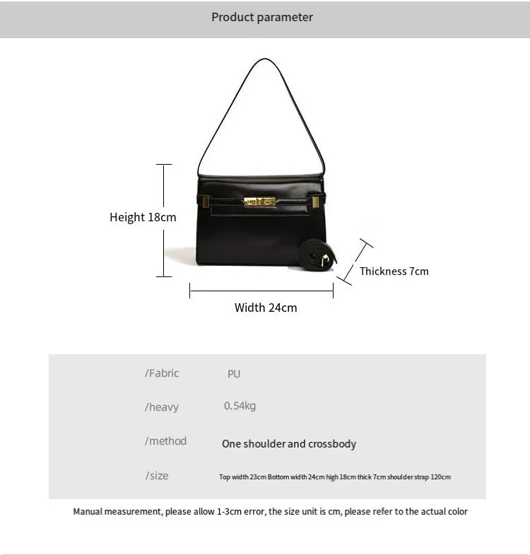 Women's Simple Handbags Synthetic Leather Shoulder Bags Adjustable Crossbody Bag Latch Purses