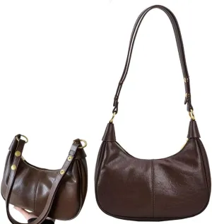 Women's Summer 2024 Designer Simple Solid Color Zipper Shoulder Purse Bag, Elegant Crescent Underarm Purse Bag.