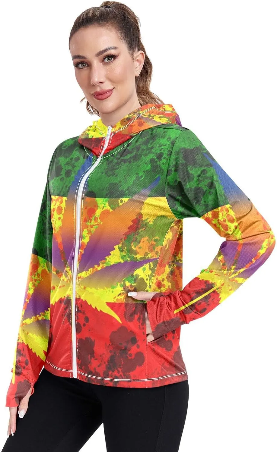 Women's UPF 50  Sun Protection UV Jacket - Zip Up Hoodie Long Sleeve Hiking Fishing Shirt with Pockets Thumb Hole