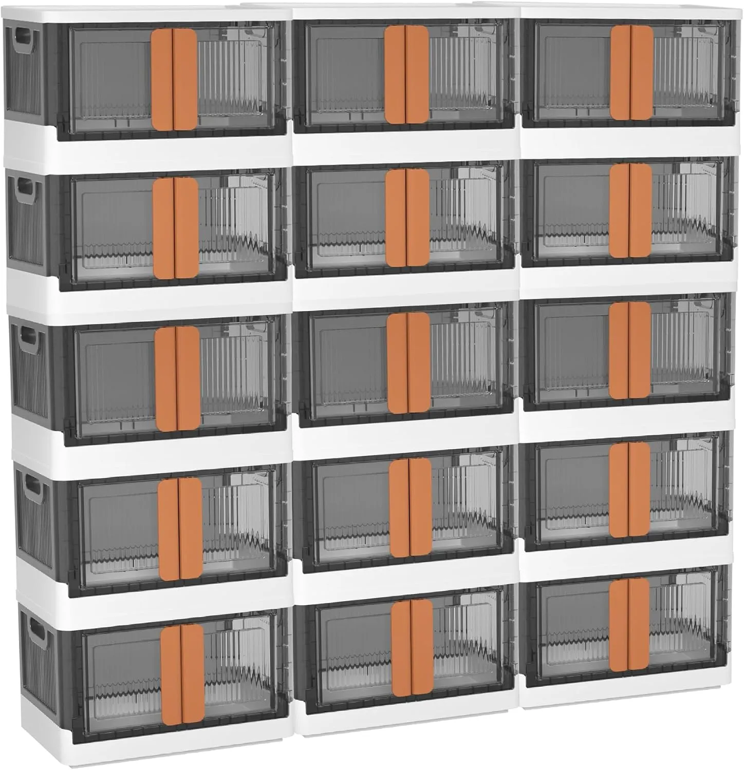 Wondersome Collapsible Storage Boxes - 15-Pack of Large 8.5-Gallon/33.8-Quart Stackable Wheeled Clothing, Shoe, Bedroom, Office Organizer - Assembles in Second - US-Based Brand