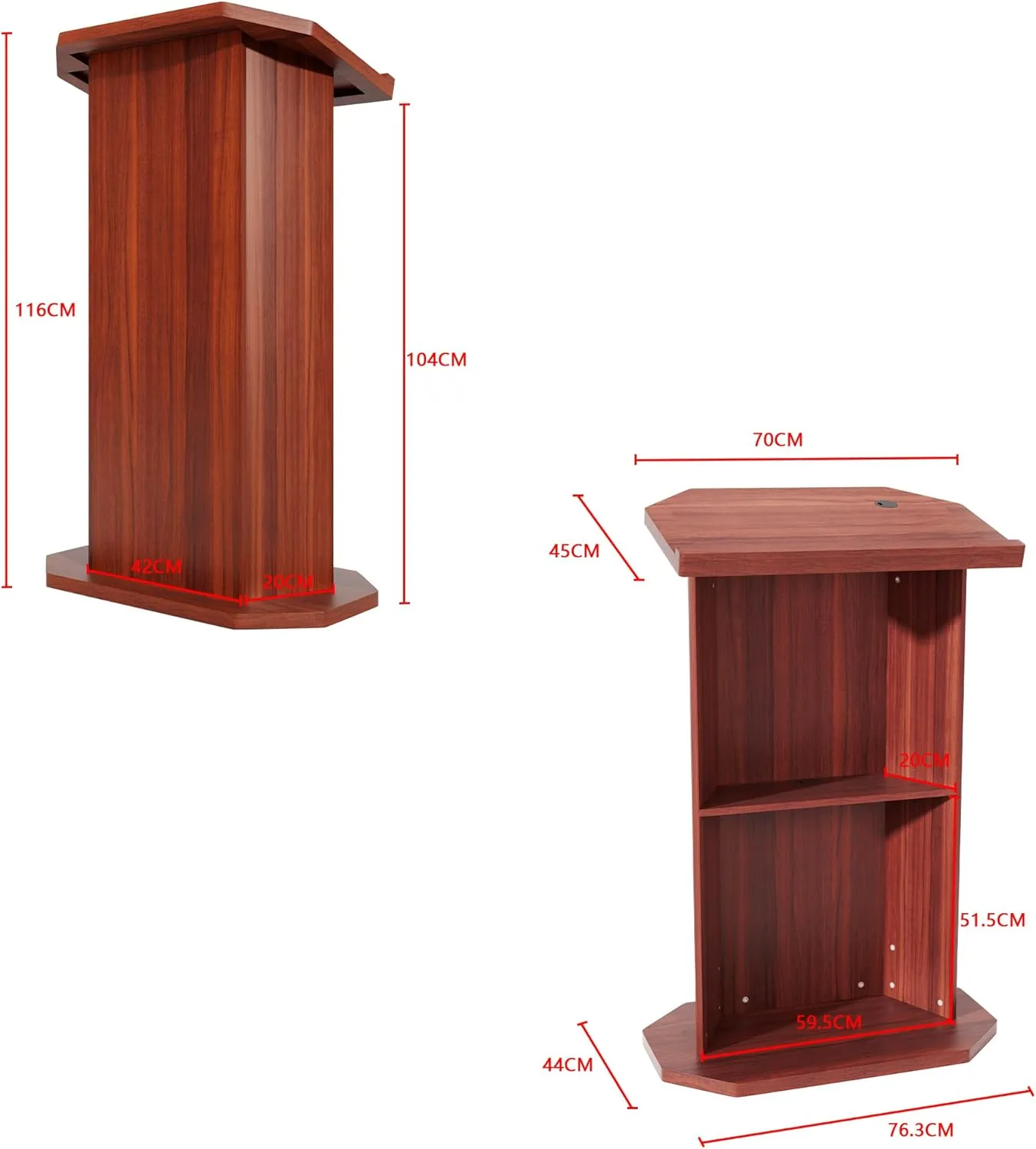 Wood Podium,Compact Podium Stand,15MM Particle Board,Pulpit with Storage,Mic Stand Space,Easy Installation Wooden Lectern for Restaurants,Churches,Seminars and Schools