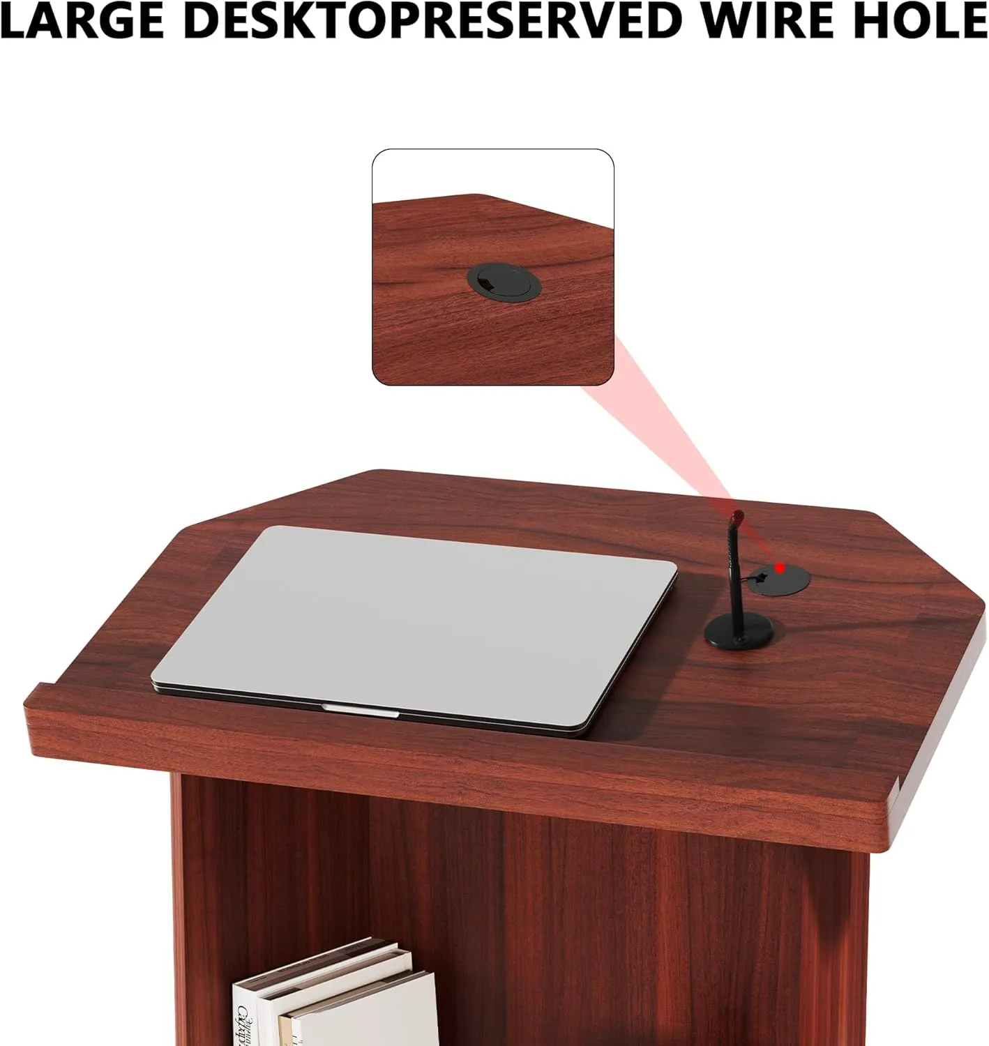 Wood Podium,Compact Podium Stand,15MM Particle Board,Pulpit with Storage,Mic Stand Space,Easy Installation Wooden Lectern for Restaurants,Churches,Seminars and Schools