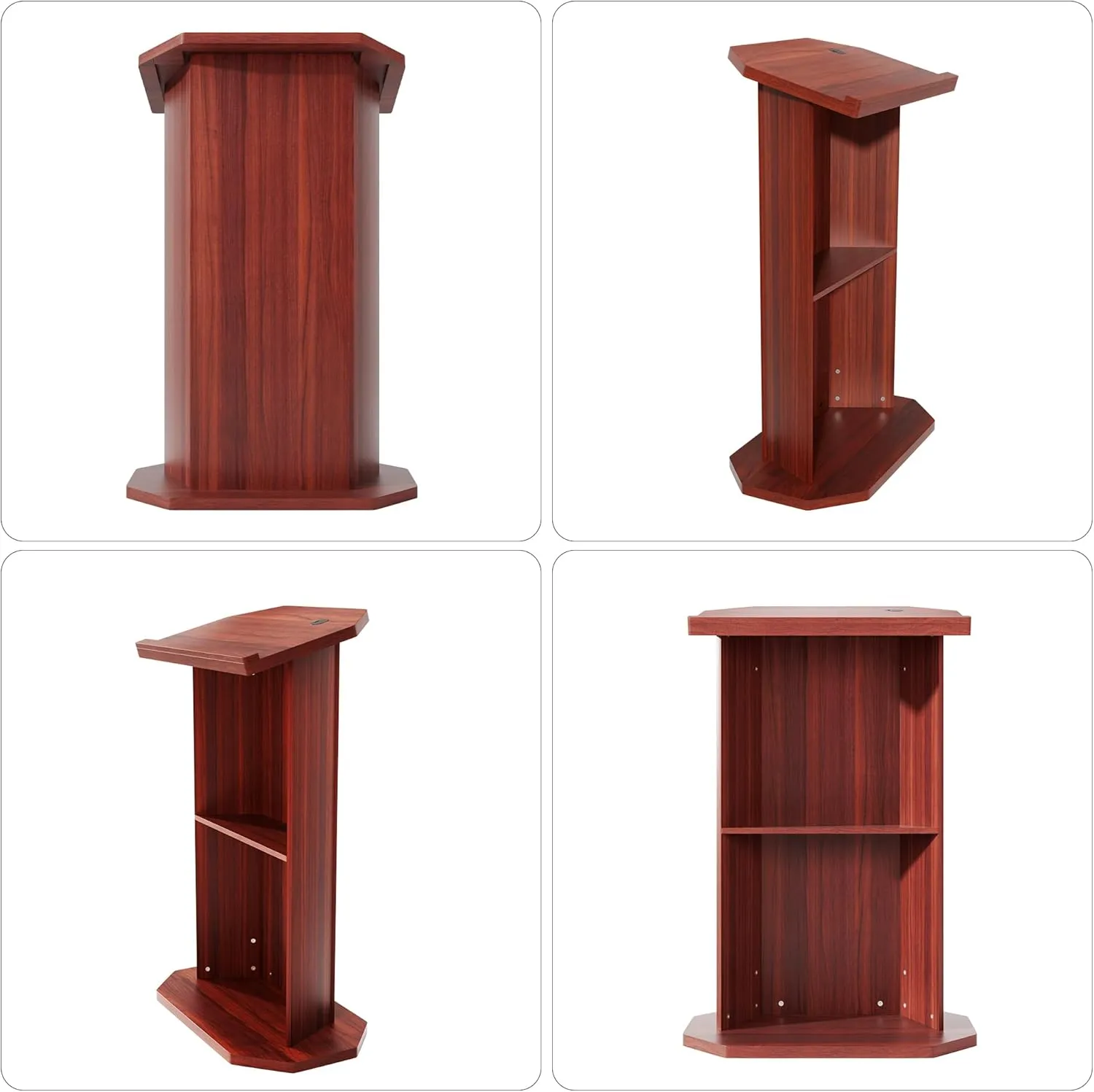 Wood Podium,Compact Podium Stand,15MM Particle Board,Pulpit with Storage,Mic Stand Space,Easy Installation Wooden Lectern for Restaurants,Churches,Seminars and Schools