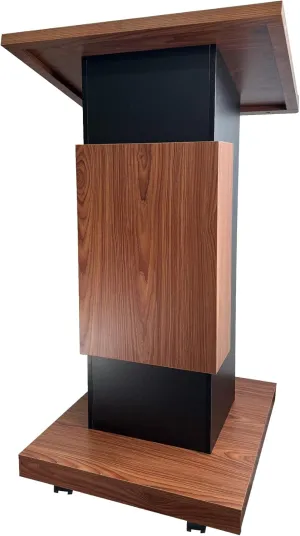 Wood Podium,Podium Stand with Wheels,15MM Particle Board,Pulpit with Storage,Mic Stand Space,Wooden Lectern for Restaurants,Churches,Seminars and Schools
