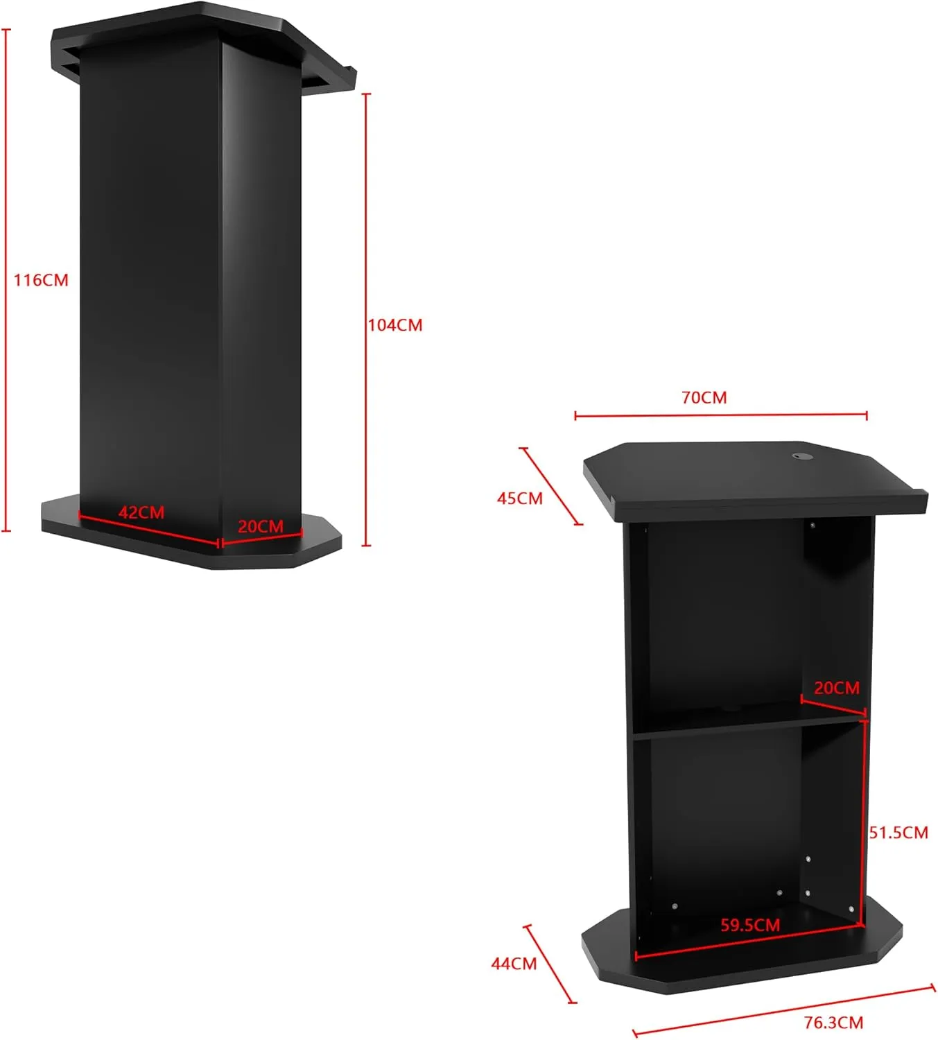 Wood Podium,Podium Stand,15MM Particle Board,Pulpit with Storage,Mic Stand Space,Easy Installation Wooden Lectern for Restaurants,Churches,Seminars and Schools (Black)
