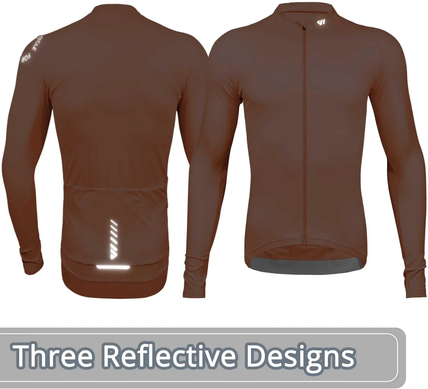 Wulibike Cycling Jersey Men Long Sleeve, Road Bike Jerseys Full Zipper with Pockets, Suitable for Spring and Autumn.