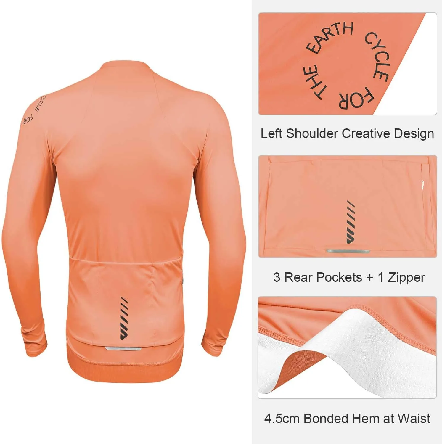 Wulibike Cycling Jersey Men Long Sleeve, Road Bike Jerseys Full Zipper with Pockets, Suitable for Spring and Autumn.