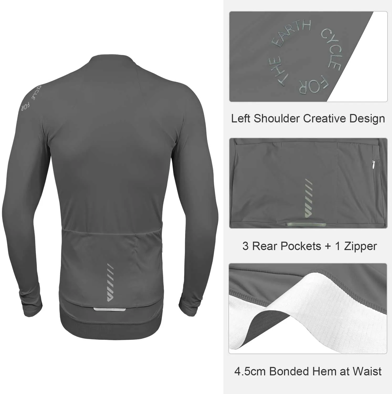Wulibike Cycling Jersey Men Long Sleeve, Road Bike Jerseys Full Zipper with Pockets, Suitable for Spring and Autumn.
