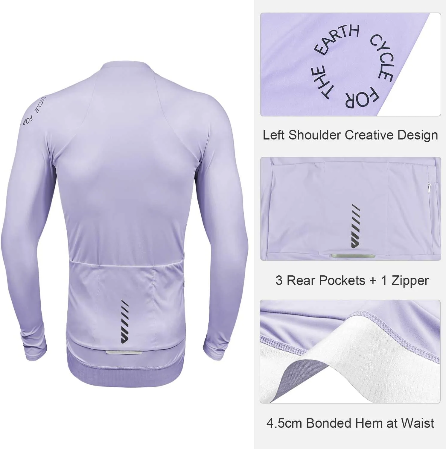 Wulibike Cycling Jersey Men Long Sleeve, Road Bike Jerseys Full Zipper with Pockets, Suitable for Spring and Autumn.