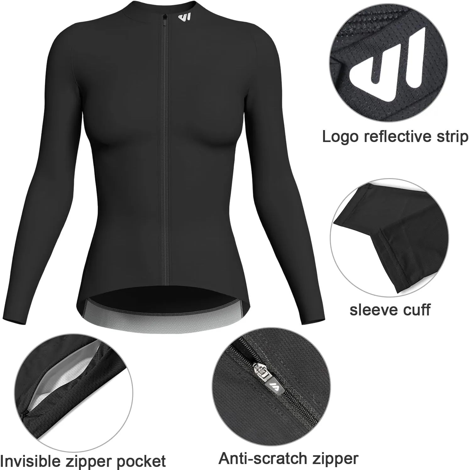 Wulibike Cycling Jersey Women Long Sleeve,Bike Shirts for Women Biking Tops Breathable Cycle Jerseys with 4 Pockets