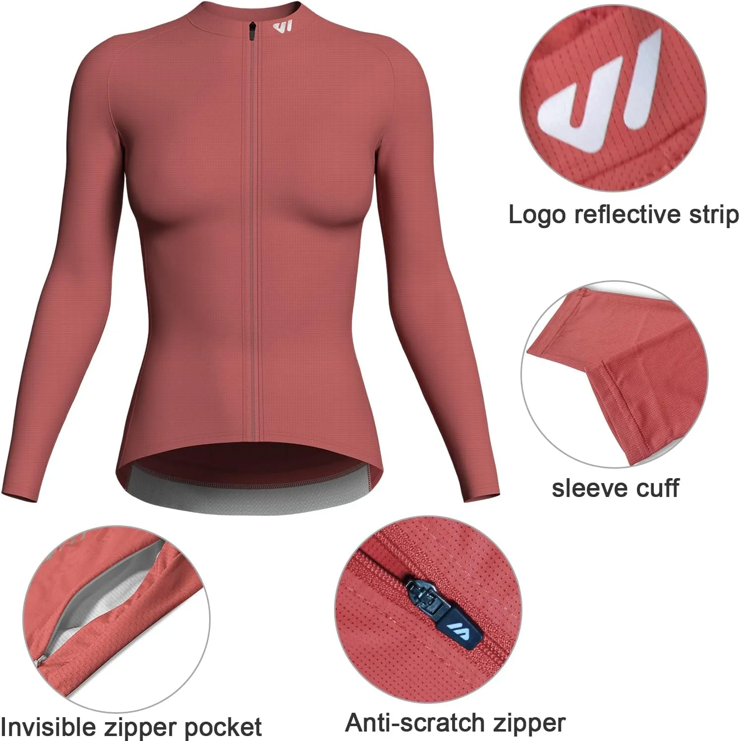 Wulibike Cycling Jersey Women Long Sleeve,Bike Shirts for Women Biking Tops Breathable Cycle Jerseys with 4 Pockets