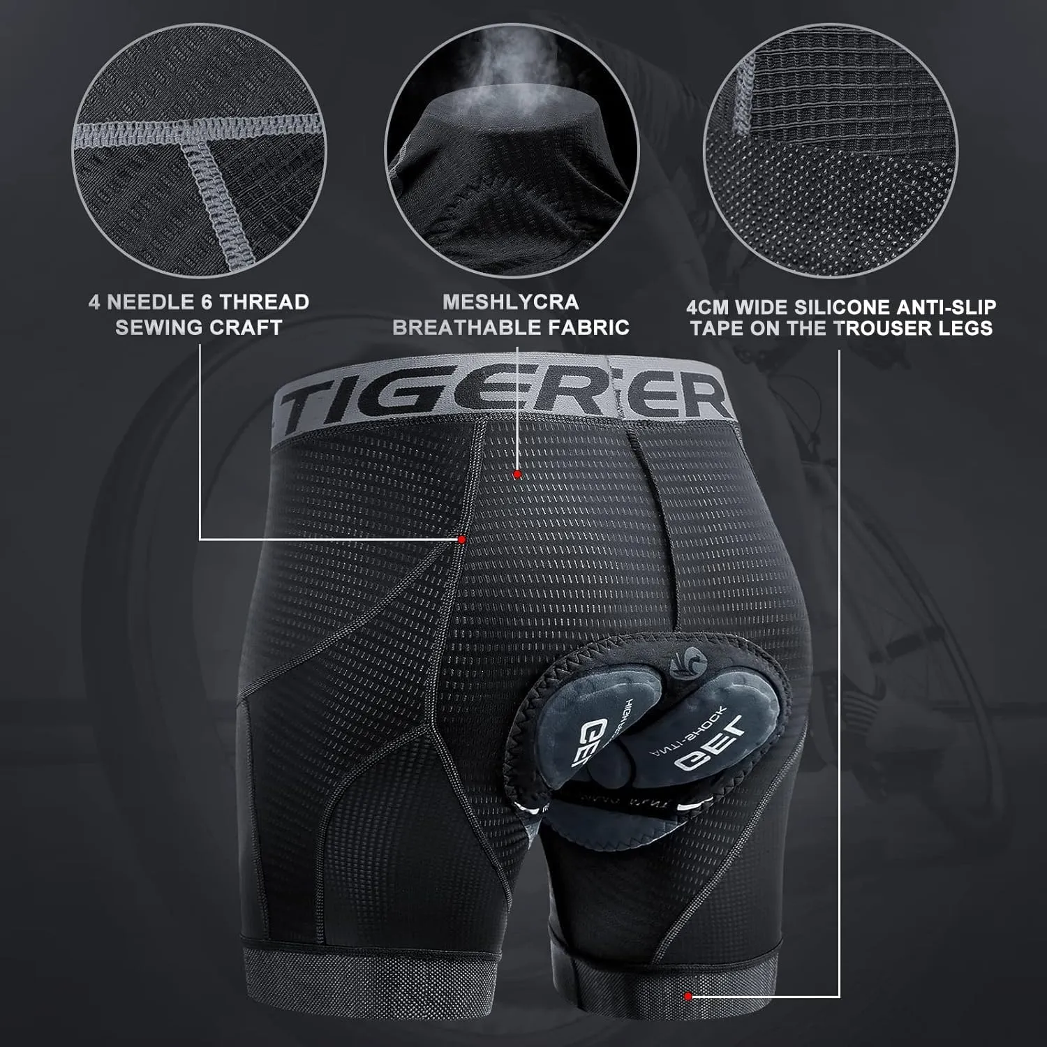 X-TIGER Men's Cycling Underwear Shorts 5D Padded Gel,MTB Biking Shorts Pants with Breathable,Adsorbent Design