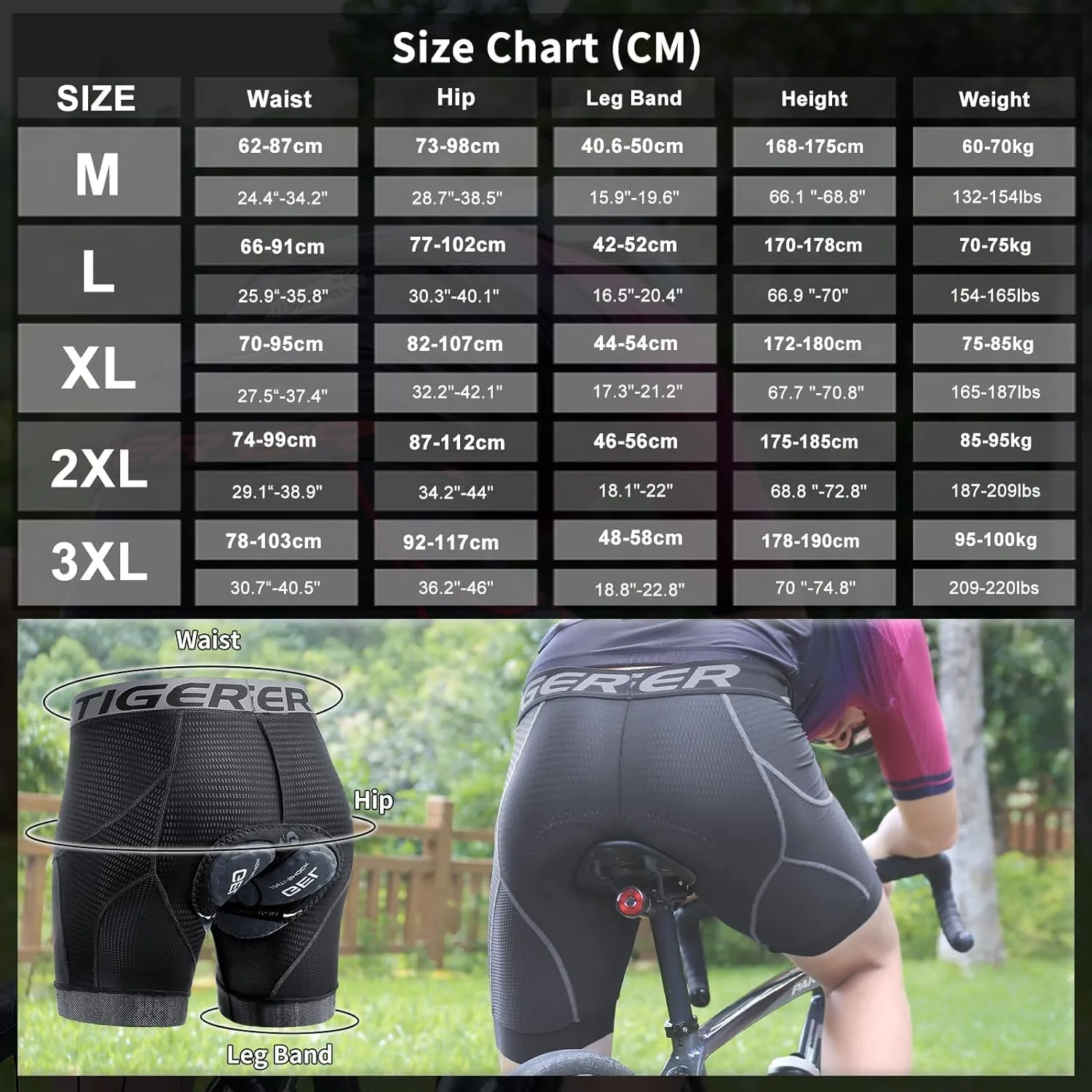 X-TIGER Men's Cycling Underwear Shorts 5D Padded Gel,MTB Biking Shorts Pants with Breathable,Adsorbent Design