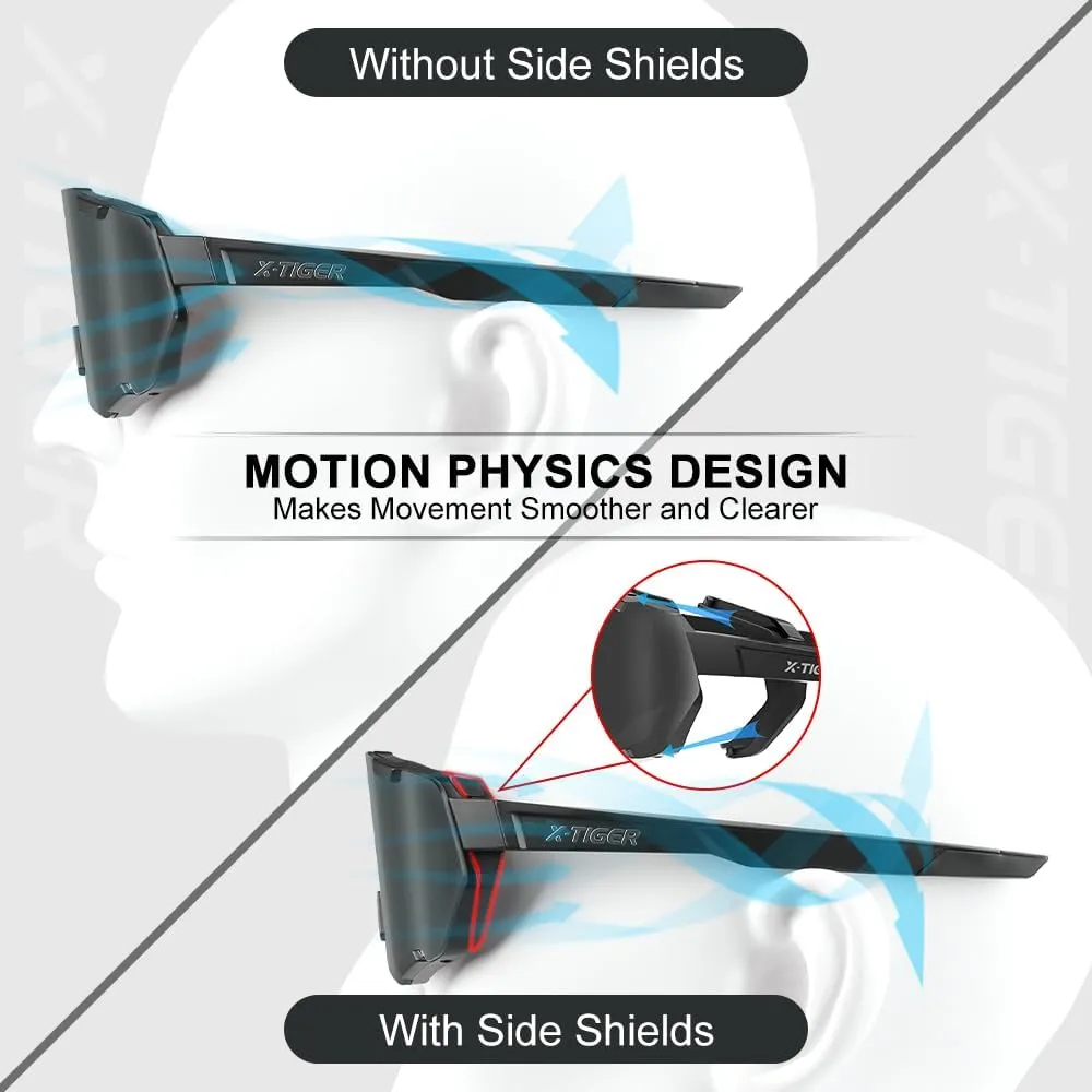 X-TIGER Polarized Cycling Glasses Men Women 5 Interchangeable Lenes UV400 Sports Sunglasses Baseball Running Fishing…