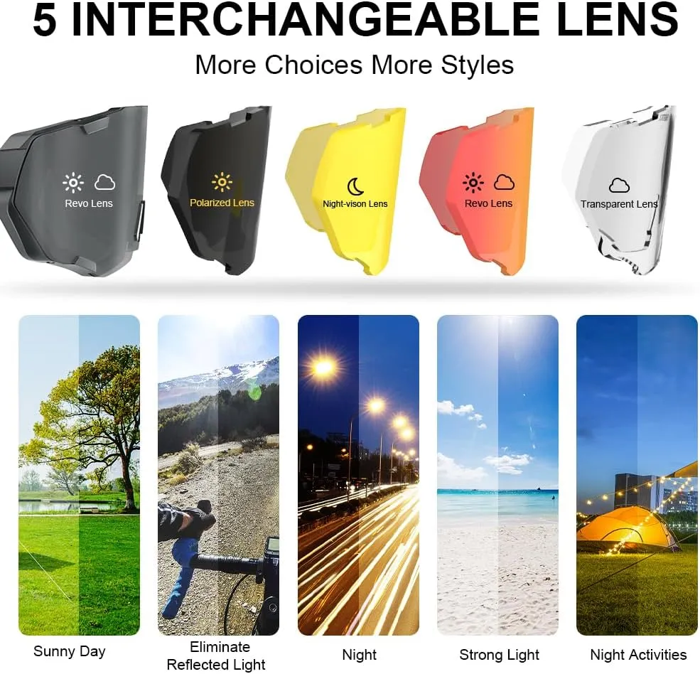 X-TIGER Polarized Cycling Glasses Men Women 5 Interchangeable Lenes UV400 Sports Sunglasses Baseball Running Fishing…