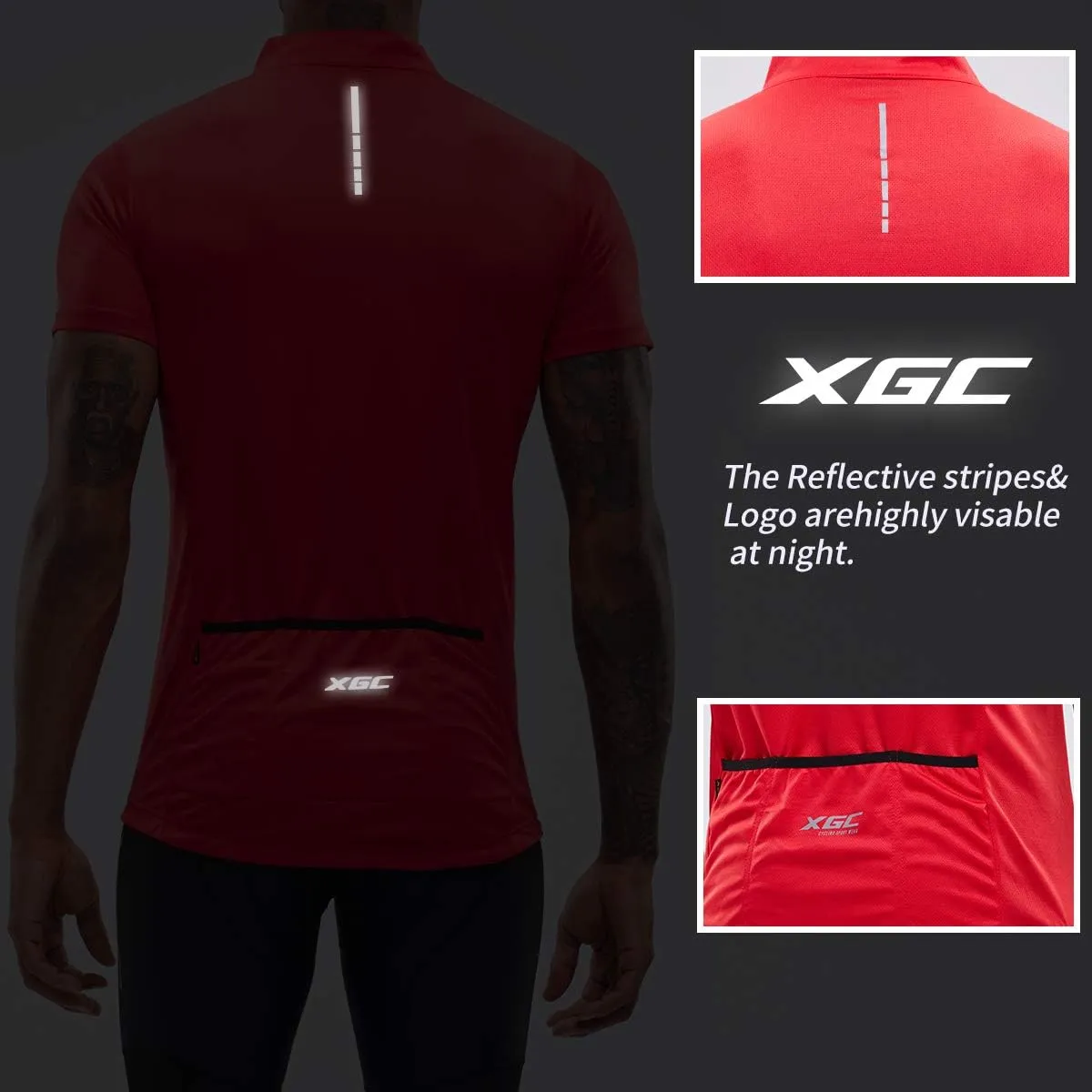 XGC Men's Short/Long Sleeve Cycling Jersey Bike Jerseys Cycle Biking Shirt with Quick Dry Breathable Fabric