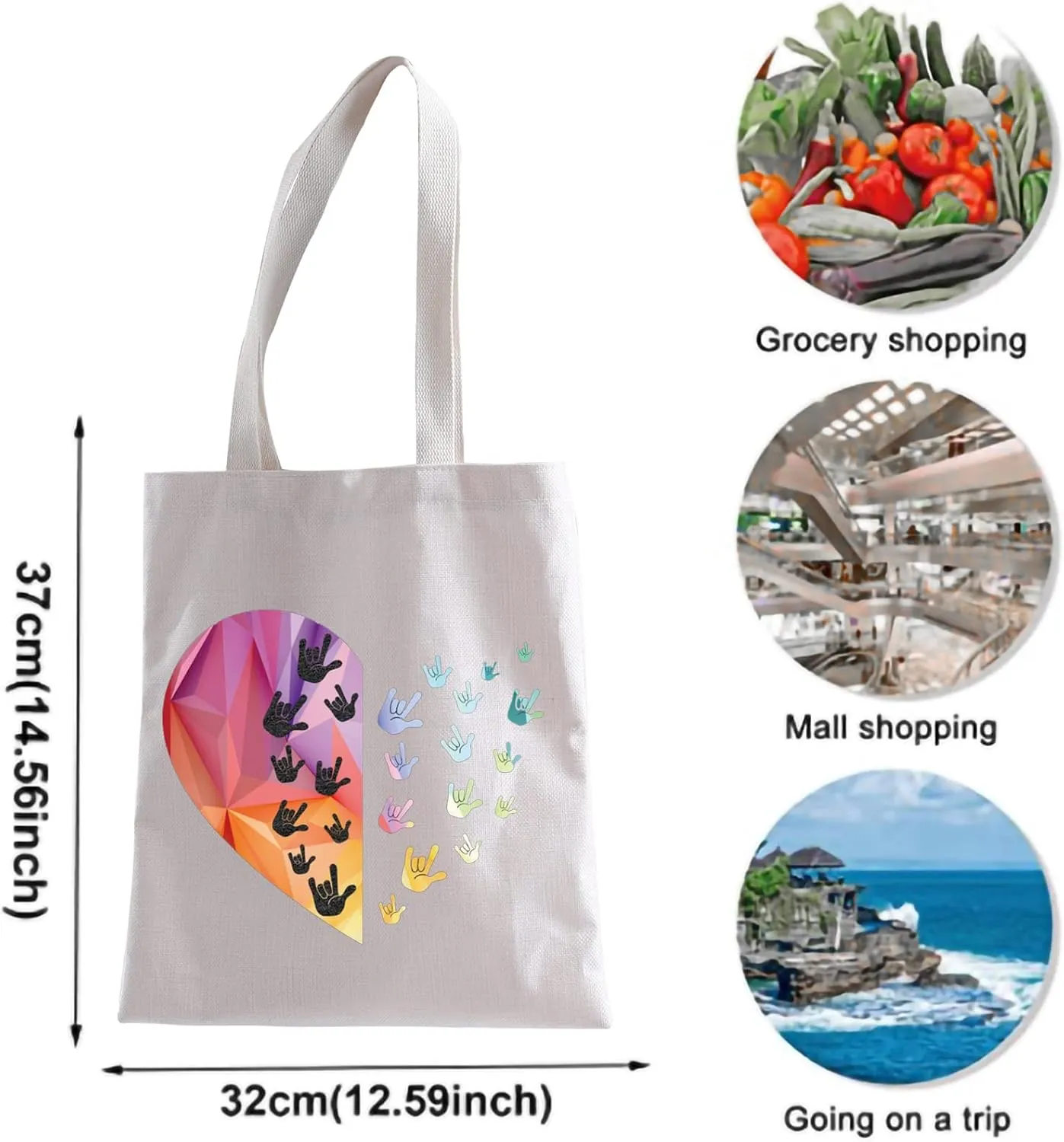 XYANFA Sign Language Heart Crossbody Bag - Asl Gift for Teacher & Student - Zipper Pouch