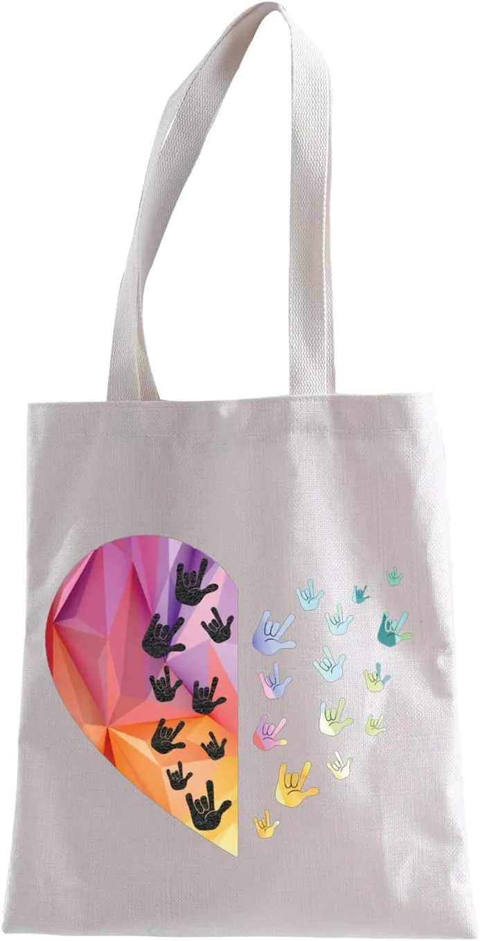XYANFA Sign Language Heart Crossbody Bag - Asl Gift for Teacher & Student - Zipper Pouch